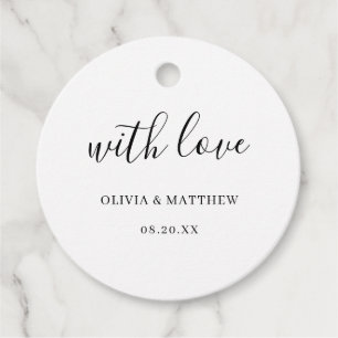 Elegant White Classic Minimalist Wedding Favour Tags
