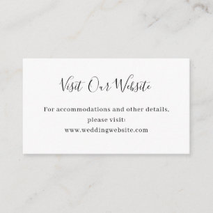 Elegant White Classic Minimalist Wedding Website Enclosure Card