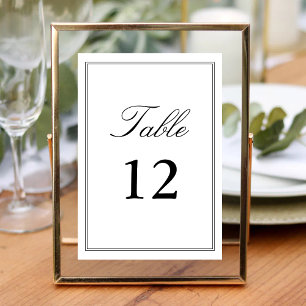 Elegant White Classic Script Wedding Calligraphy Table Number