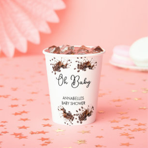 Elegant white colour baby shower coffee paper cups