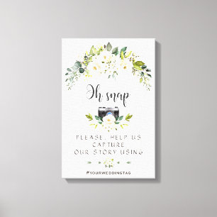 Elegant White Cream Floral Oh Snap Instagram Sign