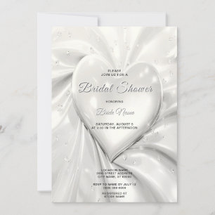 Elegant White Cream Heart Bridal Shower Invitation