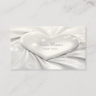 Elegant White Cream Heart Business Card