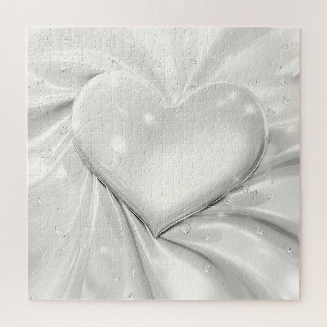 Elegant White Cream Heart Jigsaw Puzzle (Vertical)