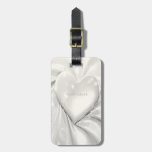 Elegant White Cream Heart Luggage Tag