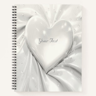 Elegant White Cream Heart Notebook