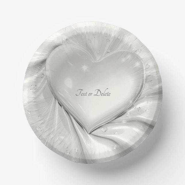 Elegant White Cream Heart Paper Plate (Front)