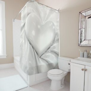 Elegant White Cream Heart Shower Curtain