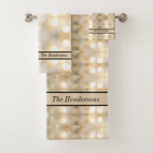 Elegant White Cream off white Lights Chic Modern Bath Towel Set