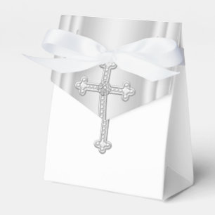 Elegant White Cross First Communion Favour Box
