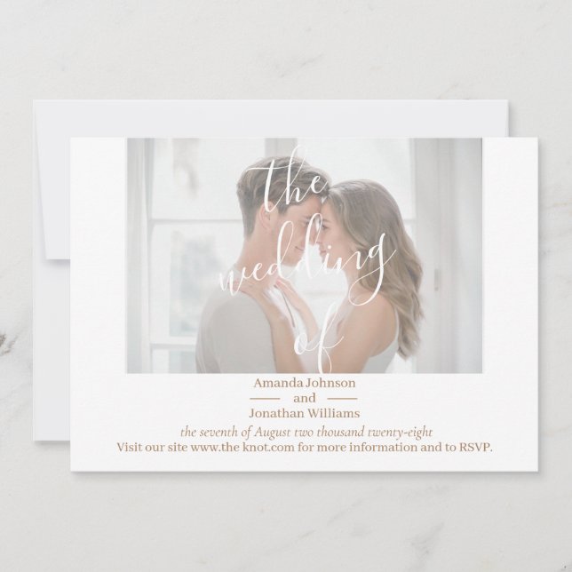 Elegant White Custom Photo Wedding Invitation (Front)