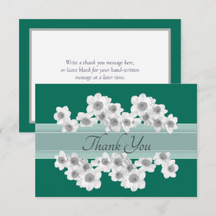 Elegant White Daffodils Modern Botanical Thank You Card