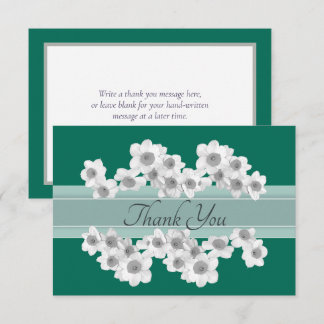 Elegant White Daffodils Modern Botanical Thank You Card