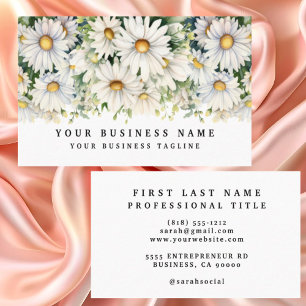 Elegant White Daisies Flowers Business Cards
