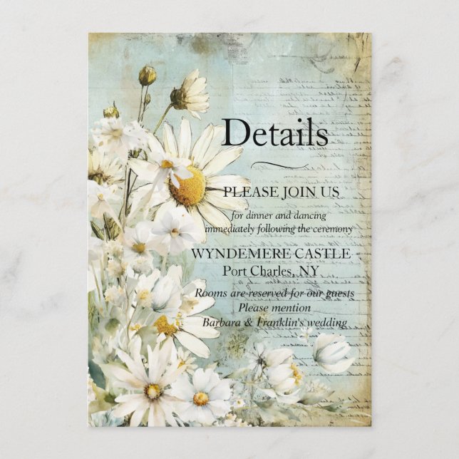 Elegant White Daisy Enclosure Card (Front)