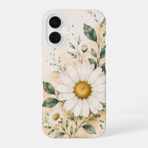 Elegant White Daisy Floral iPhone 16 Case