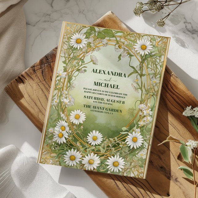 Elegant White Daisy Flower Wedding Invitation (Creator Uploaded)