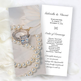 Elegant White Daisy Wedding Ceremony Program Programme