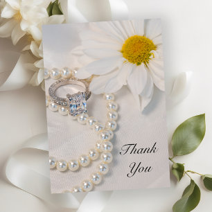Elegant White Daisy Wedding Flat Thank You Notes
