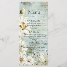 Elegant White Daisy Wedding Menu