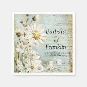 Elegant White Daisy Wedding Napkin