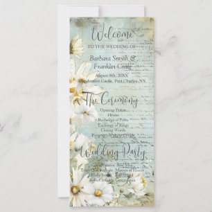 Elegant White Daisy Wedding Program