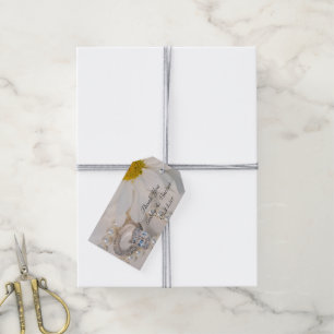 Elegant White Daisy Wedding Thank You Favour Tags