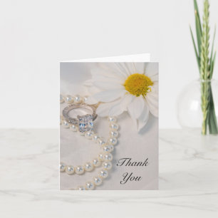 Elegant White Daisy Wedding Thank You Note