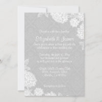 Elegant White Damask Wedding Invitations