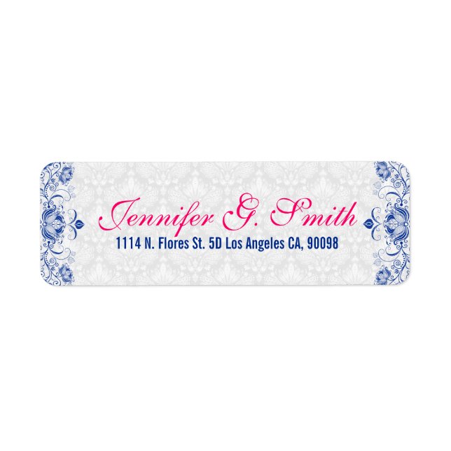 Elegant White Damasks & Royal Blue Floral Damasks (Front)
