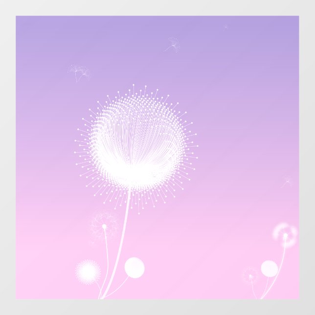 Elegant White Dandelion Floral Window Cling (Sheet)