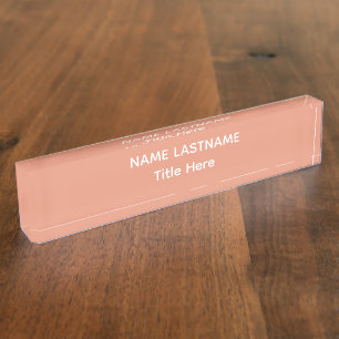 Elegant white &Dark Salm custom name Nameplate