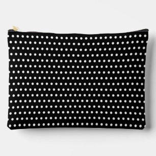 Elegant White Dots Pattern On Black Accessory Pouch