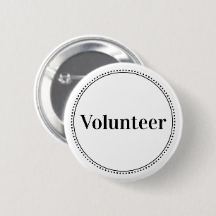Elegant White Dotted Border Volunteer Buttons