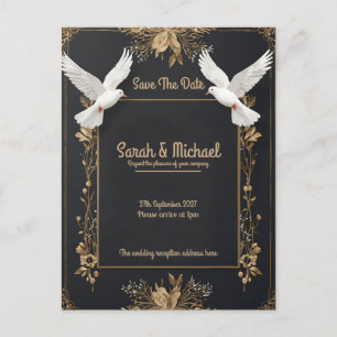 Elegant White Dove & Floral Frame Holiday Postcard