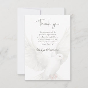 Elegant White Dove Funeral Thank You Card