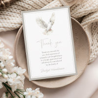 Elegant White Dove Funeral Thank You Card