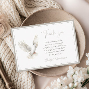 Elegant White Dove Funeral Thank You Card