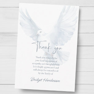 Elegant White Dove Funeral Thank You Card