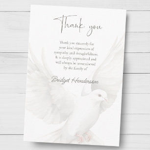 Elegant White Dove Funeral Thank You Card