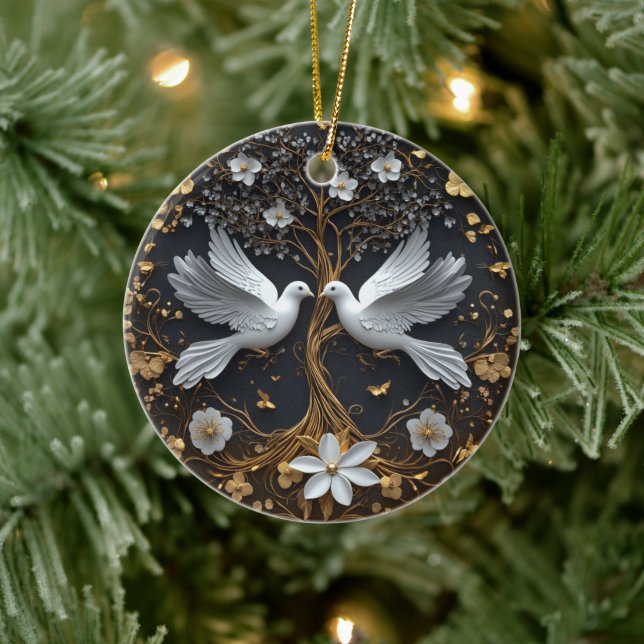 Elegant White Doves Tree of Life Ornament (Tree)
