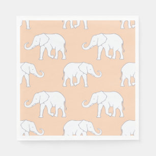 Elegant White Elephant Pattern on Soft Pastel Napkin