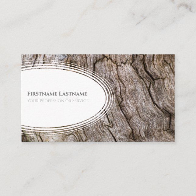 Elegant white ellipse wooden style wood grain business card (Front)