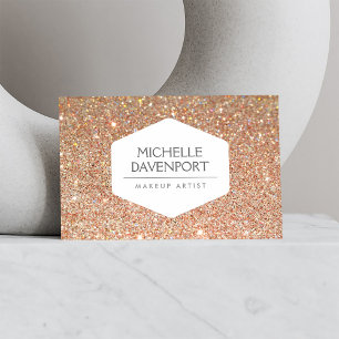ELEGANT WHITE EMBLEM ON COPPER GLITTER BUSINESS CARD