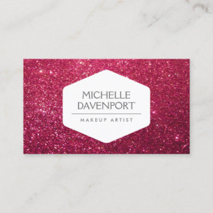 ELEGANT WHITE EMBLEM ON DEEP RED GLITTER II BUSINESS CARD