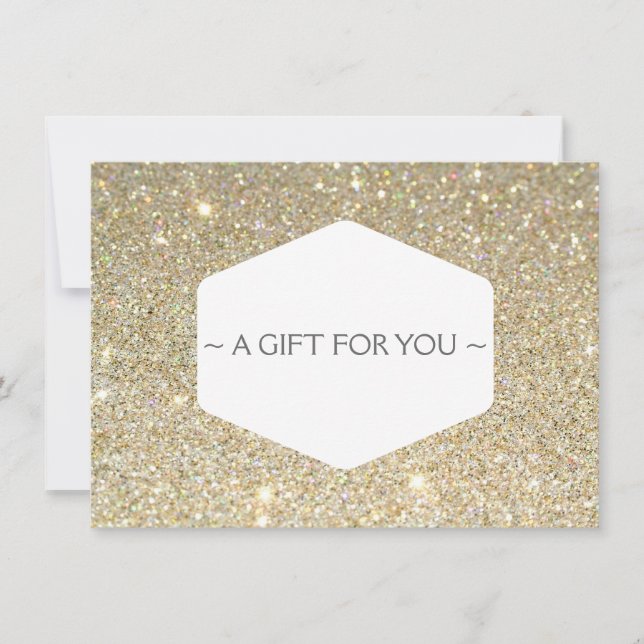 ELEGANT WHITE EMBLEM ON GOLD GLITTER Gift Card (Front)