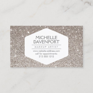 ELEGANT WHITE EMBLEM ON SILVER GLITTER II BUSINESS CARD
