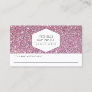 ELEGANT WHITE EMBLEM PINK GLITTER APPOINTMENT CARD