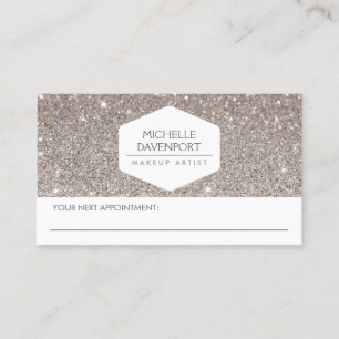 ELEGANT WHITE EMBLEM SILVER GLITTER APPOINTMENT CARD
