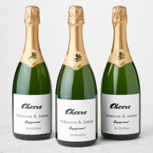 Elegant White Engagement Party Favours Sparkling Wine Label
